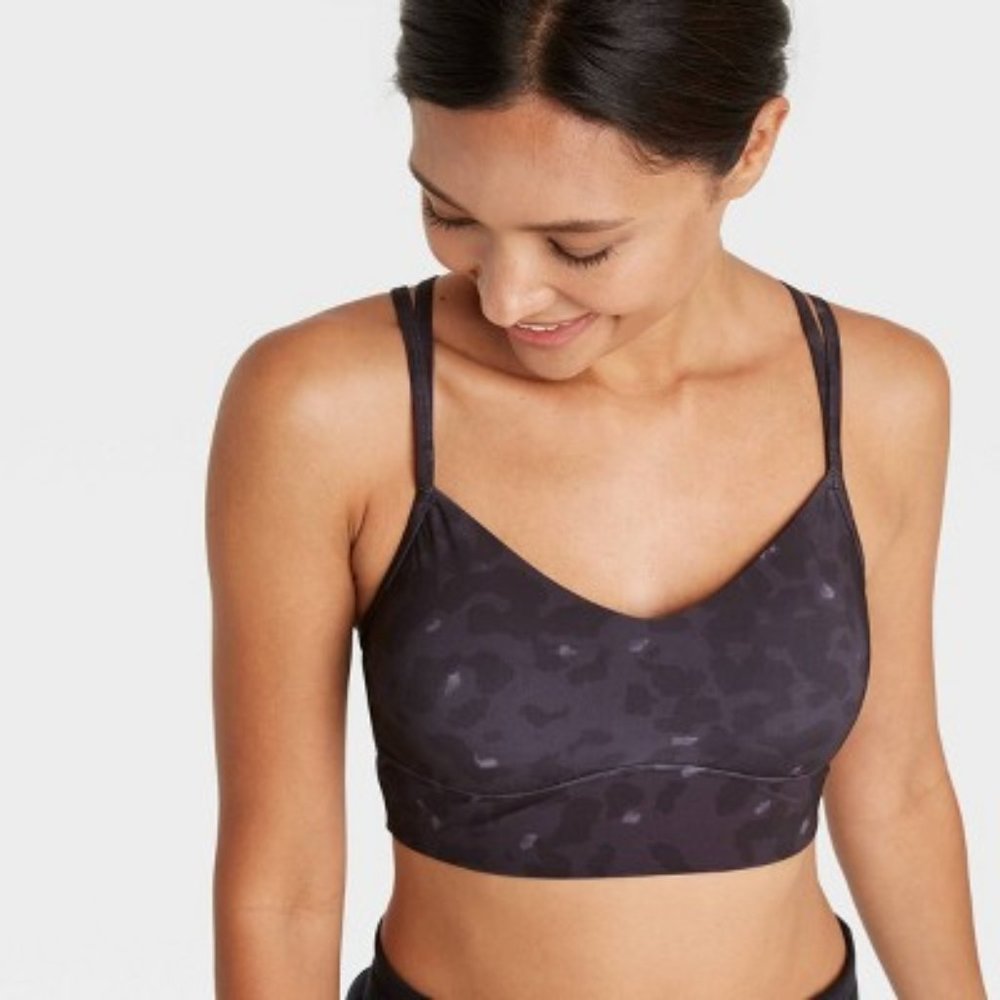 Leopard Print Low Support Strappy Longline Bra L